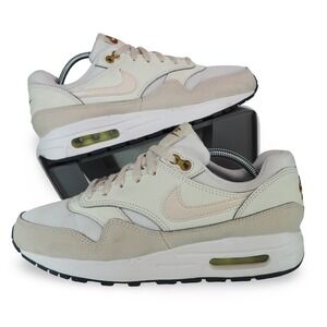 Nike Air Max 1 GS Kids Size 7Y White Bronzine Sneakers DZ3307-103